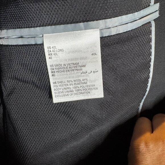 Bar III Solid 2 Button Wool Black Slim Fit Blazer Coat Size 40L - Picture 10 of 11